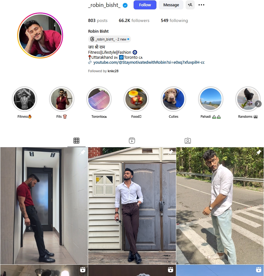 Robin Bisht Instagram Profile