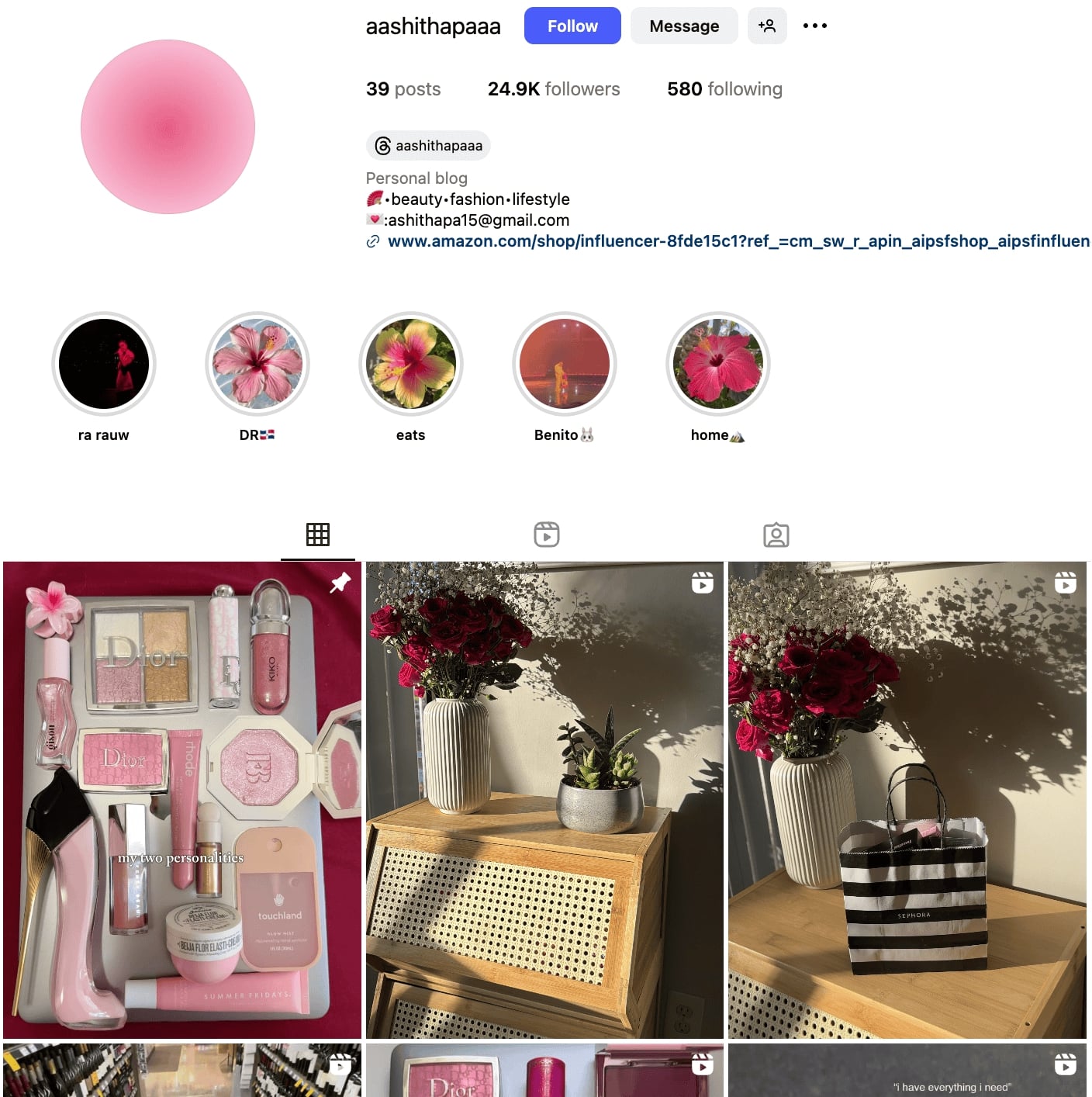 Aashithapaaa Instagram Profile