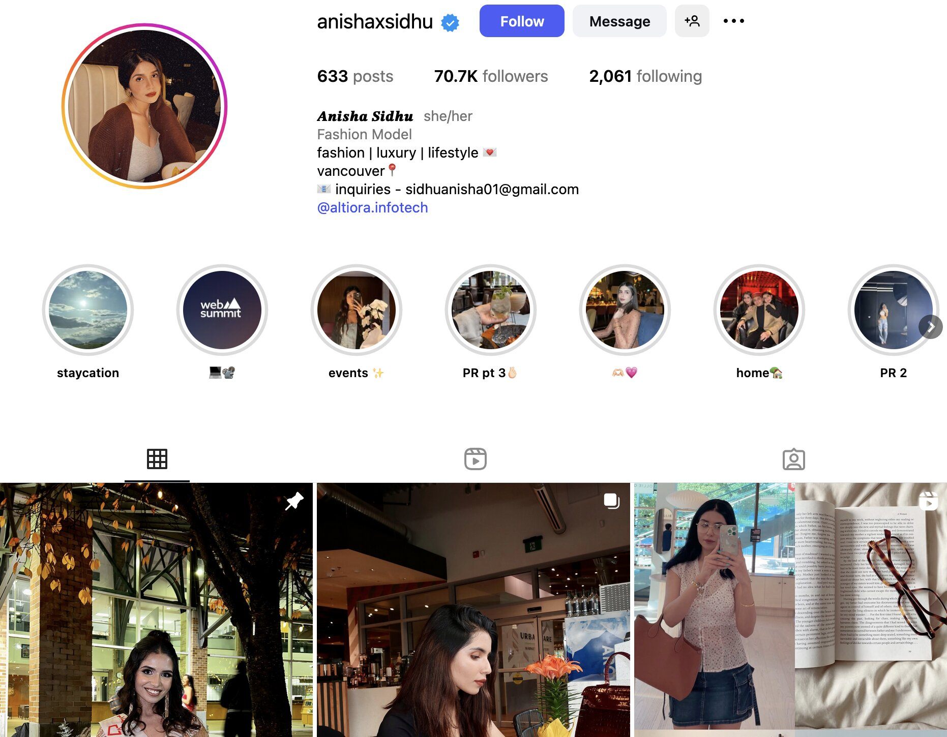 Anisha Sidhu Instagram Profile