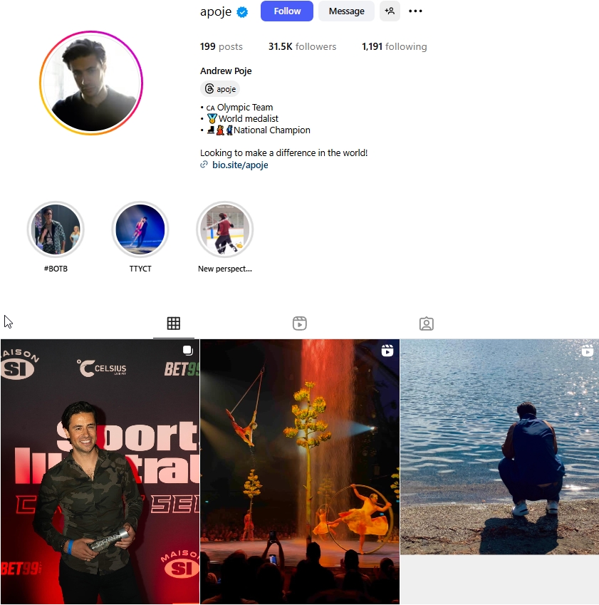 Andrew Poje Instagram Profile