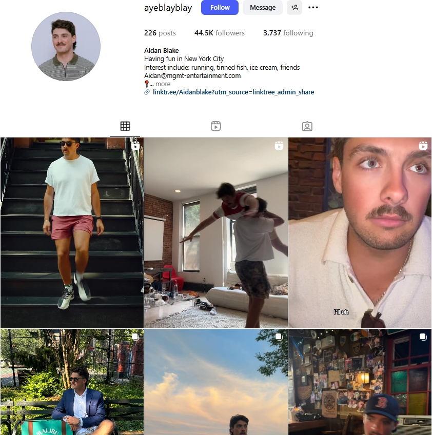 Aidan Blake Instagram Profile