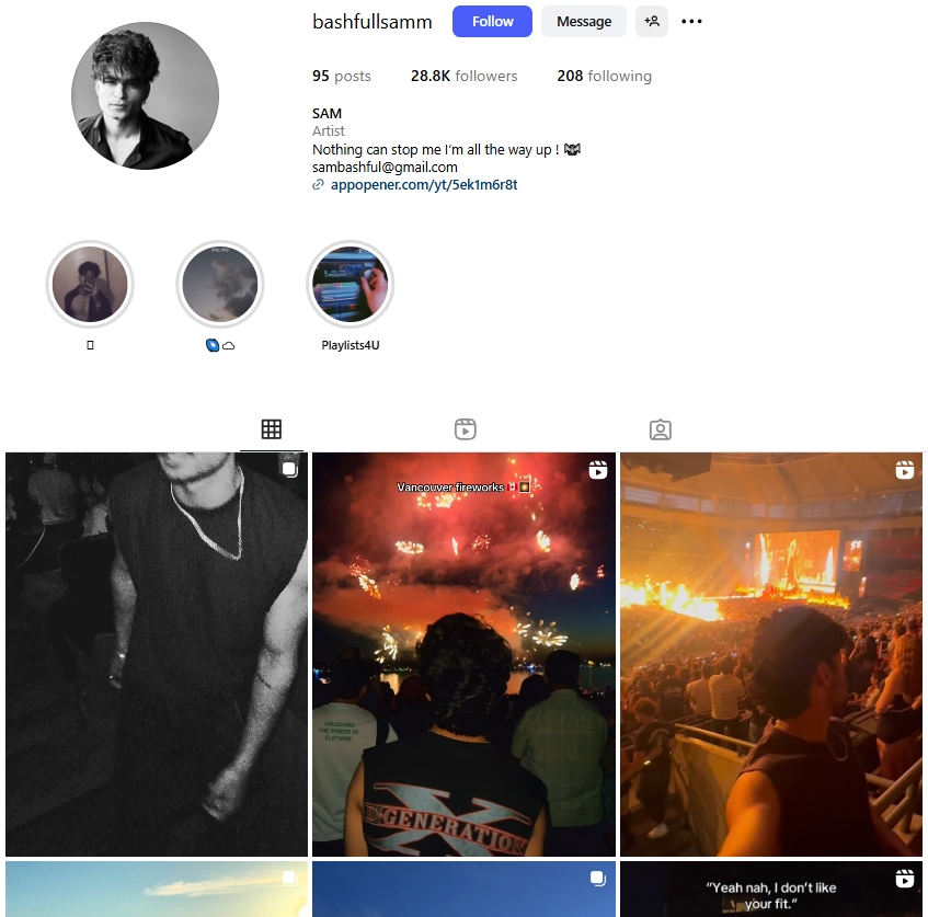 Sam Instagram Profile
