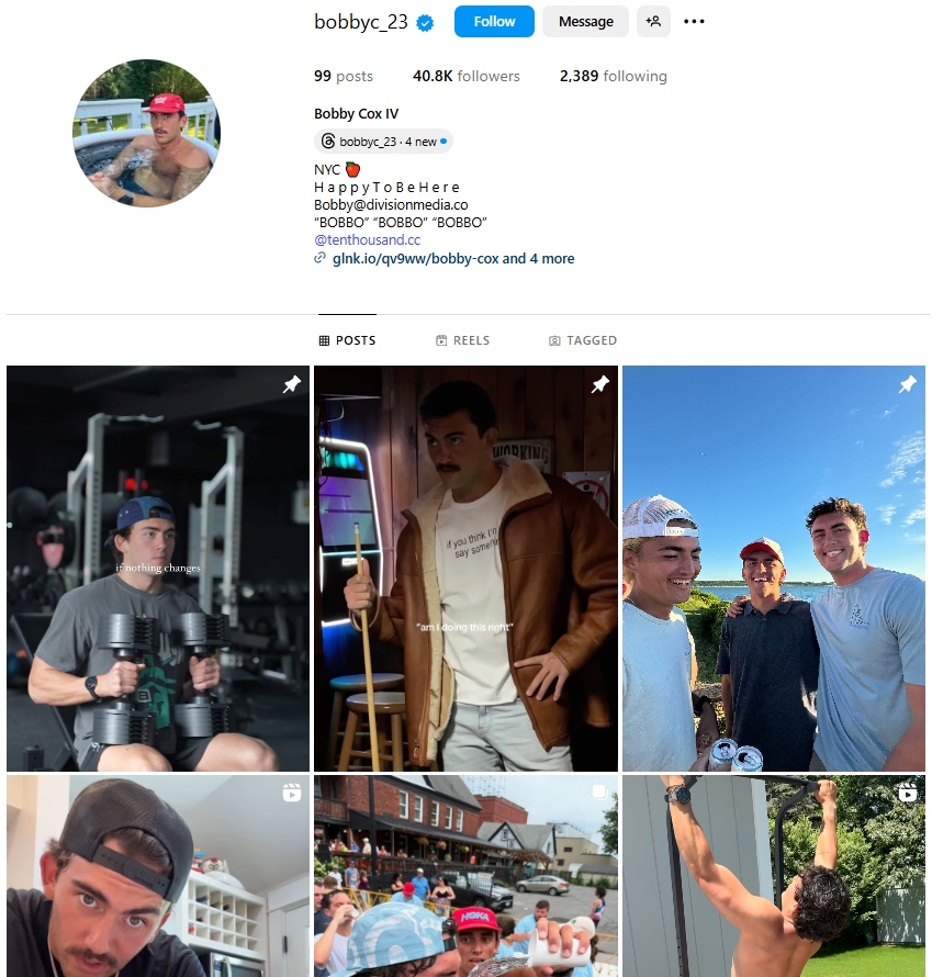 Bobby Cox IV Instagram Profile