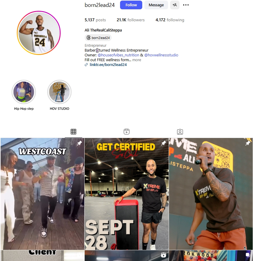 Ali TheRealCaliSteppa Instagram Profile