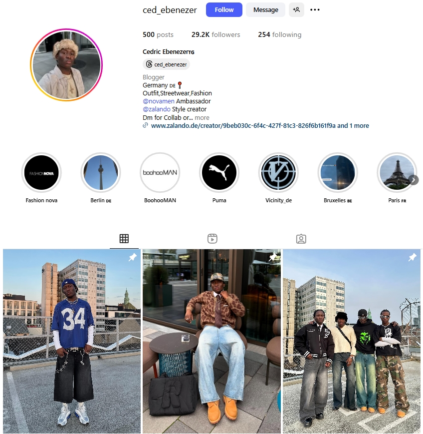 Cedric Ebenezer Instagram Profile