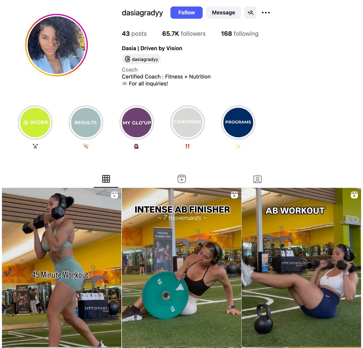 Dasia Grady Instagram Profile