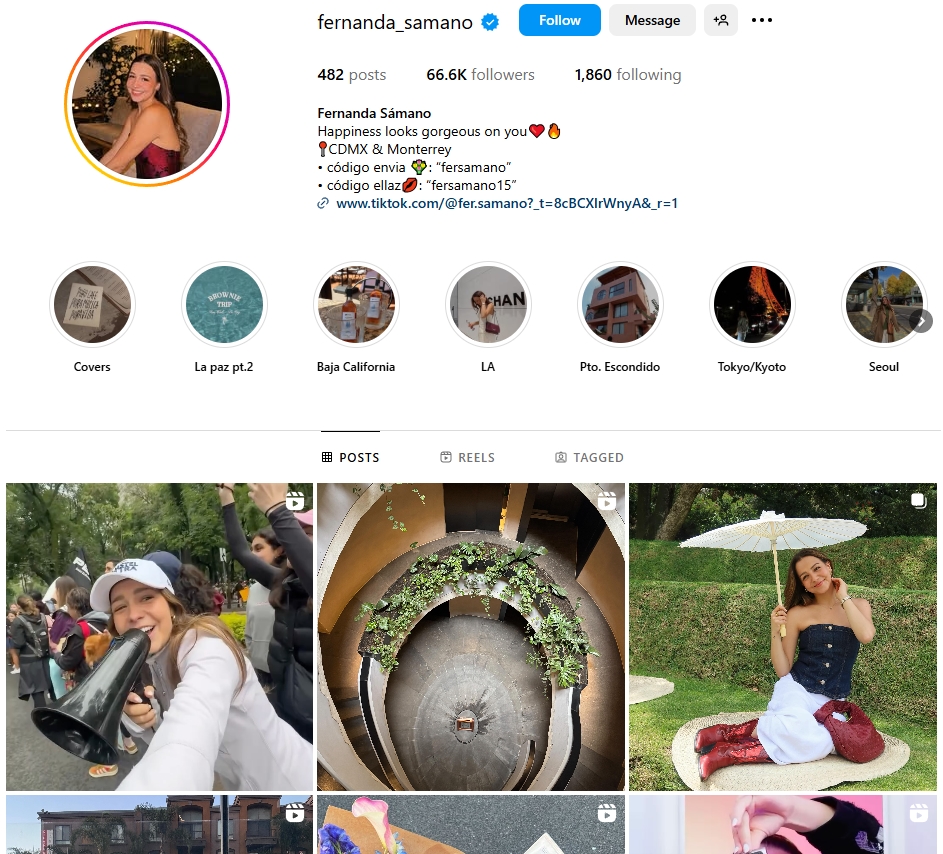 Fernanda Sámano Instagram Profile