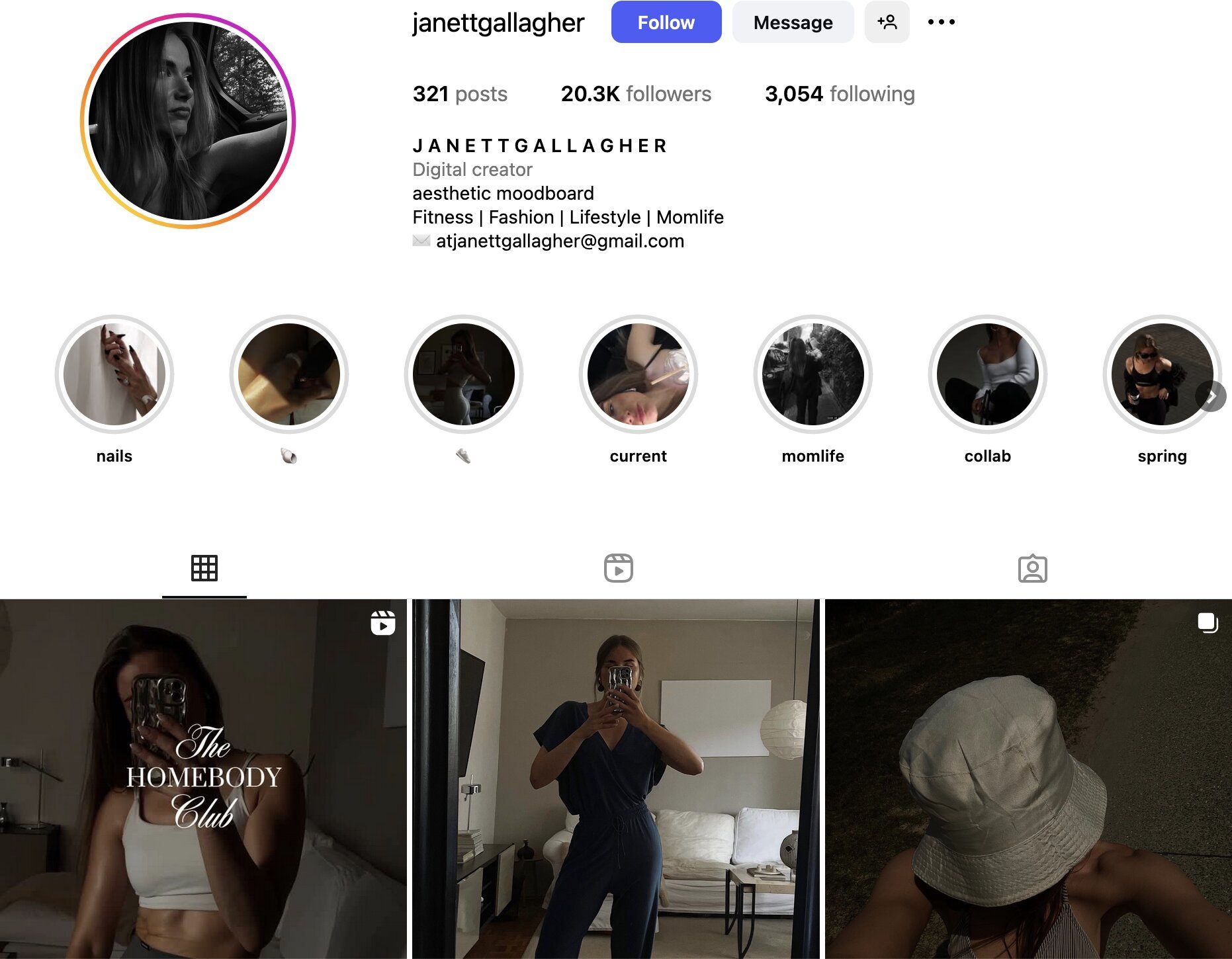 Janett Gallagher Instagram Profile