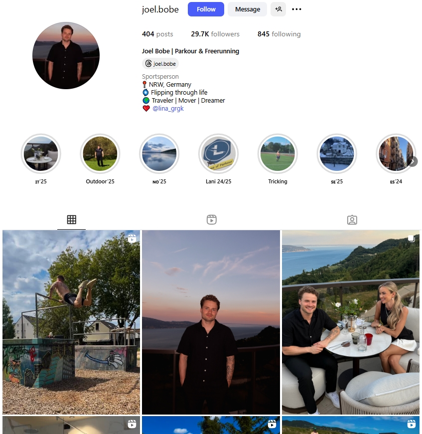 Joel Bobe Instagram Profile