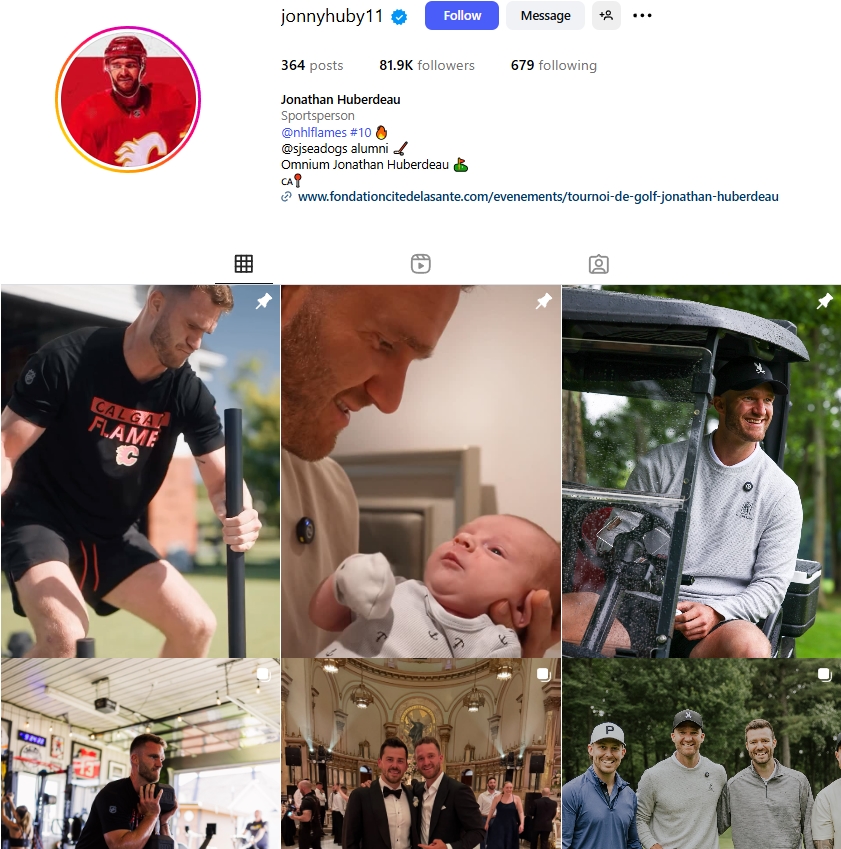 Jonathan Huberdeau Instagram Profile
