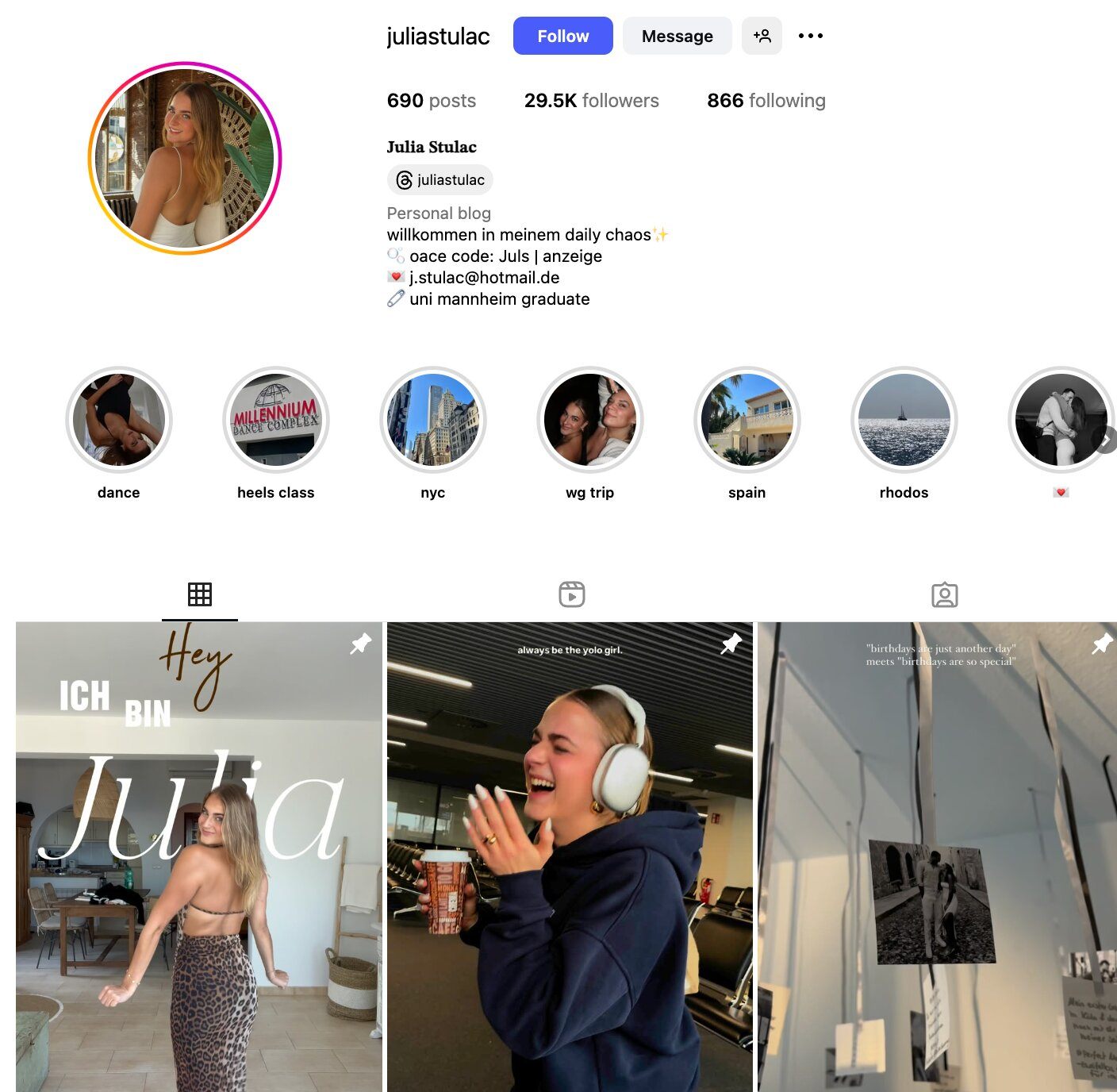 Julia Stulac Instagram Profile