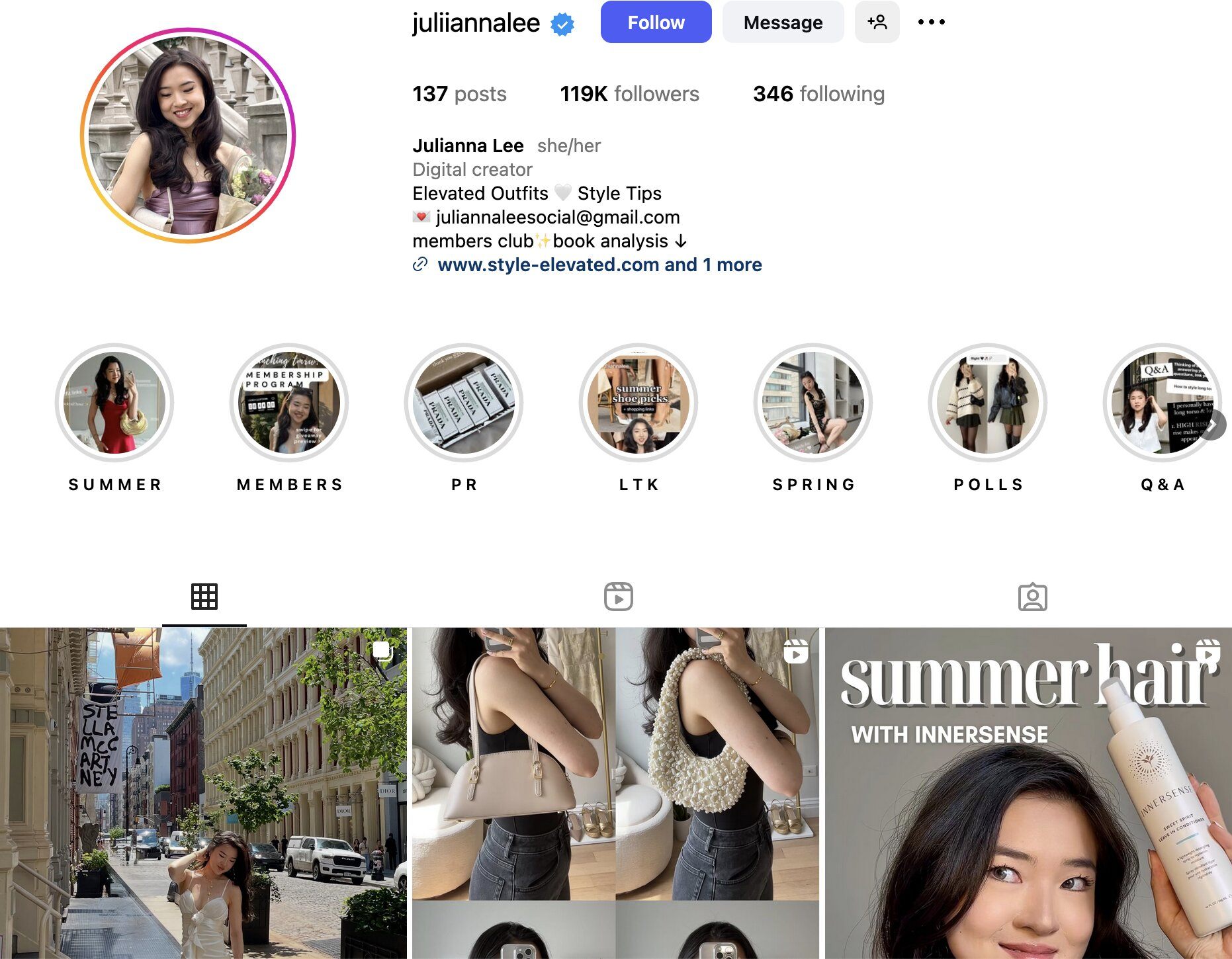 Julianna Lee Instagram Profile