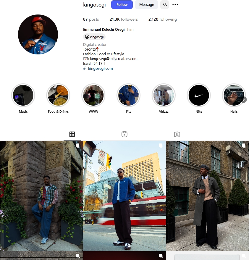 Emmanuel Kelechi Osegi Instagram Profile