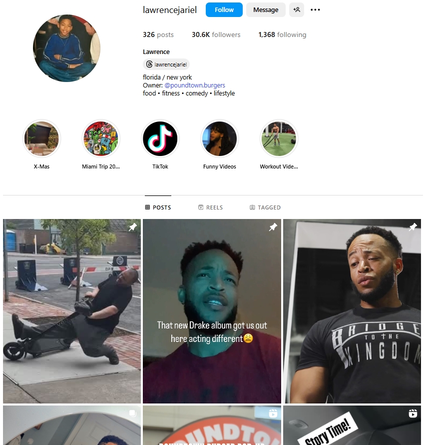 Lawrence Instagram Profile