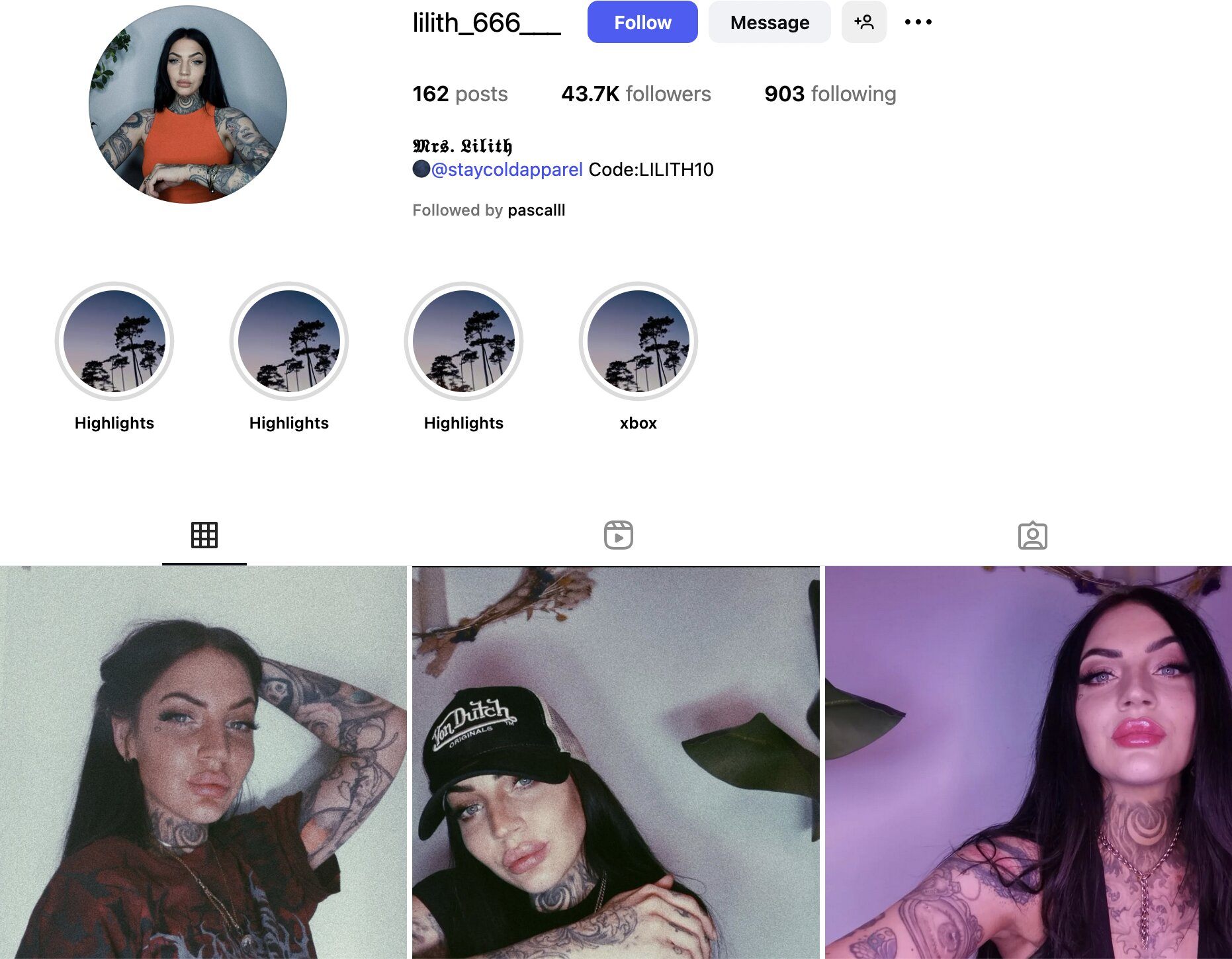 Mrs. Lilith Instagram Profile