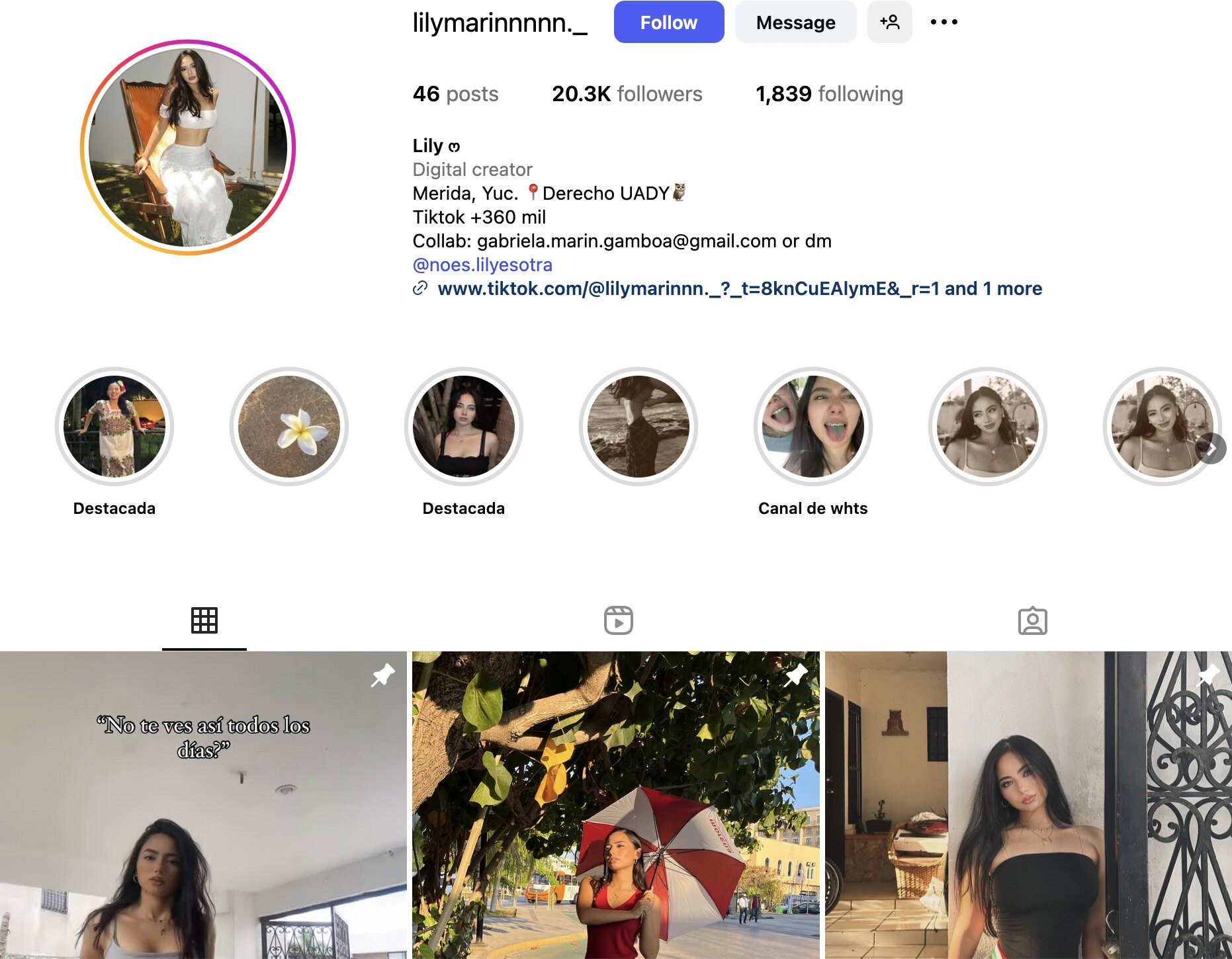 Lily Instagram Profile