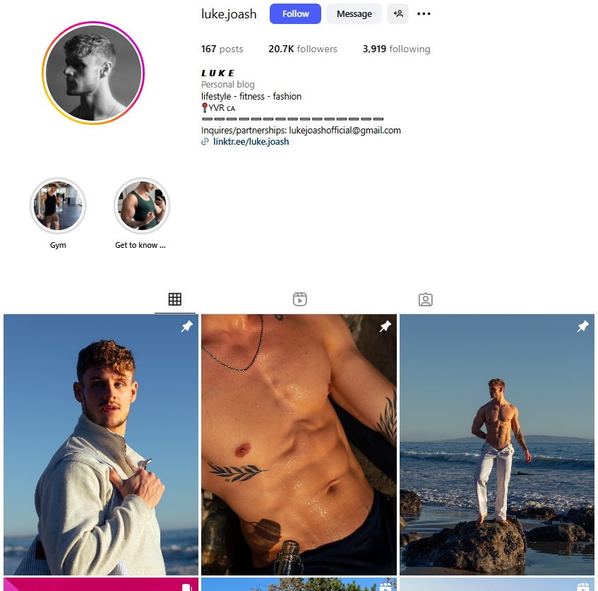 Luke Joash Instagram Profile
