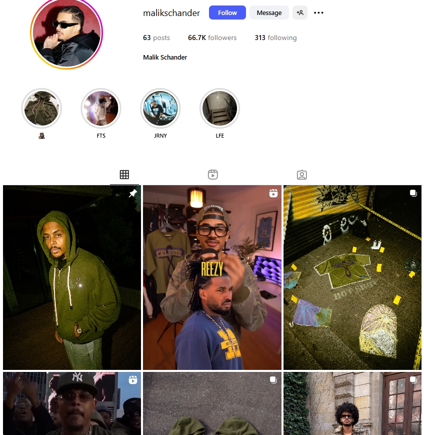 Malik Schander Instagram Profile