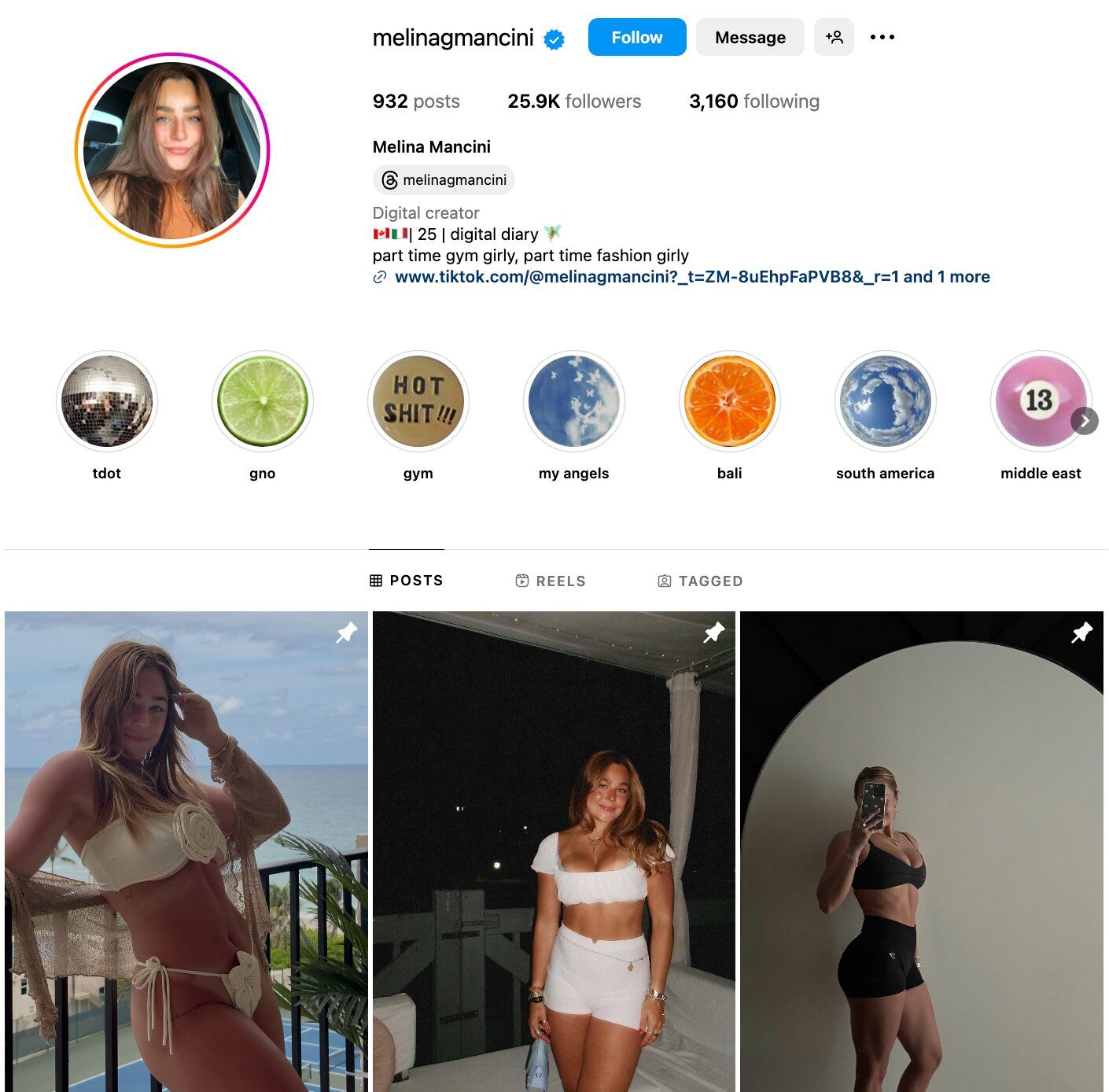 Melina Mancini Instagram Profile