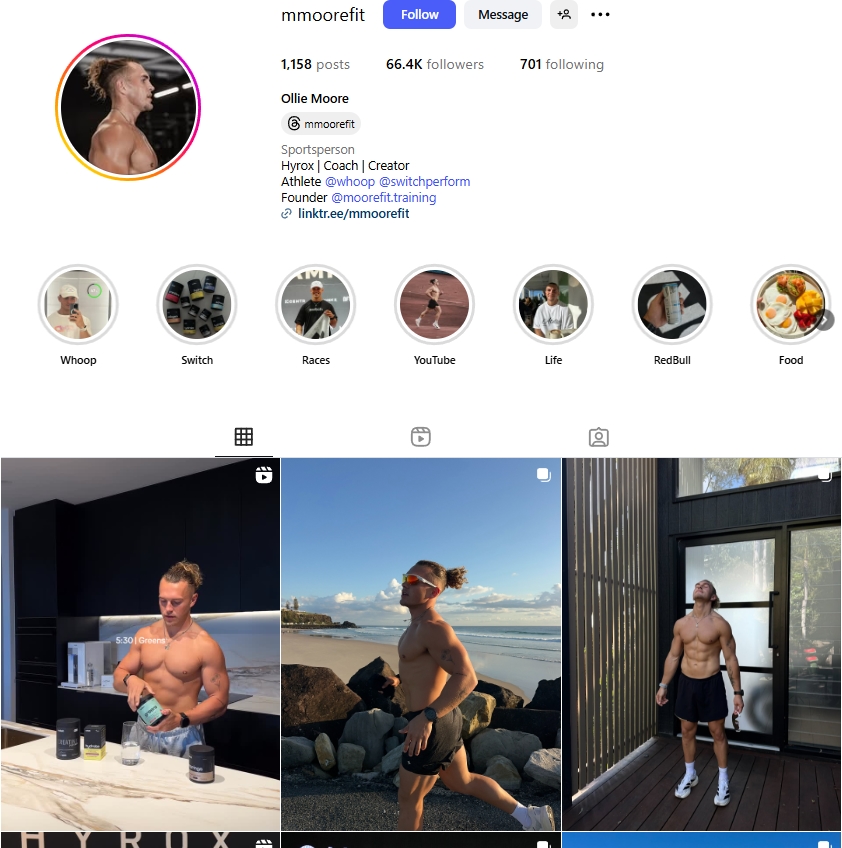 Ollie Moore Instagram Profile