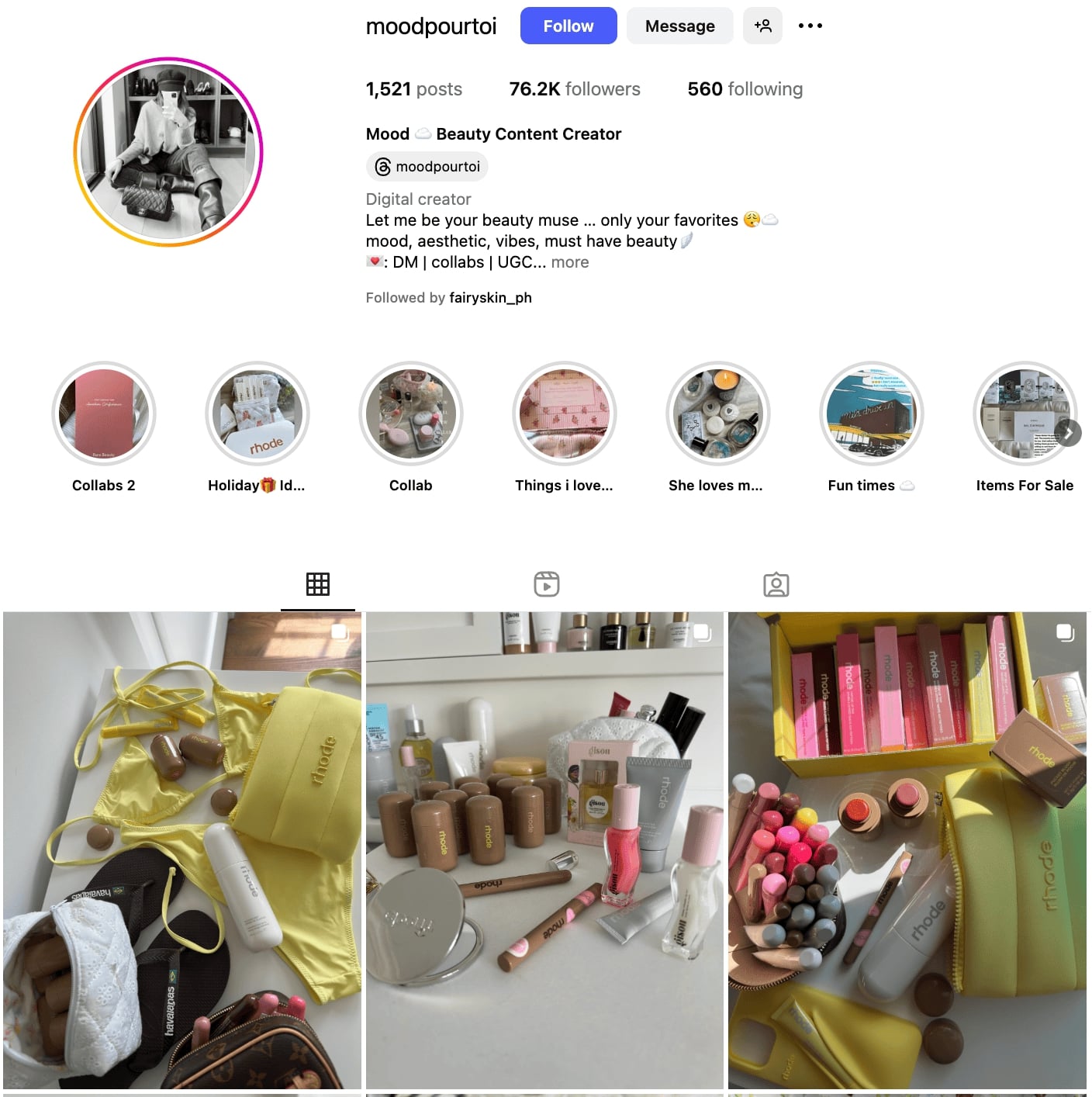 Mood ☁️ Beauty Content Creator Instagram Profile