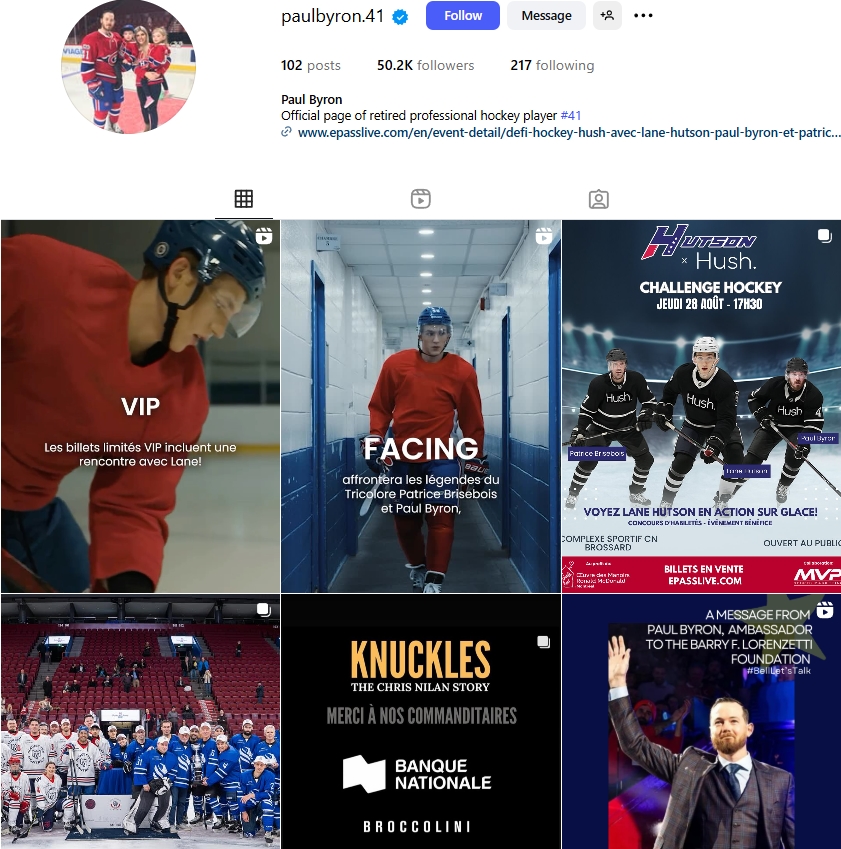 Paul Byron Instagram Profile