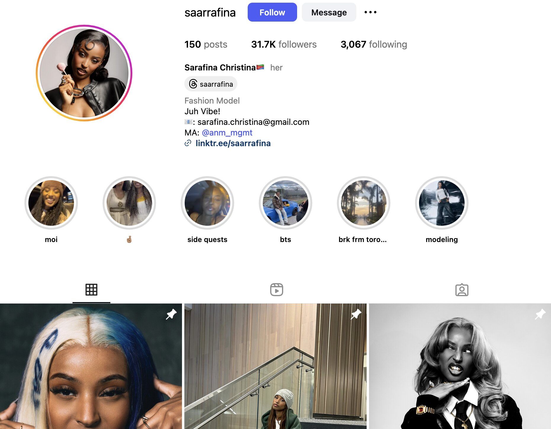 Sarafina Christina Instagram Profile