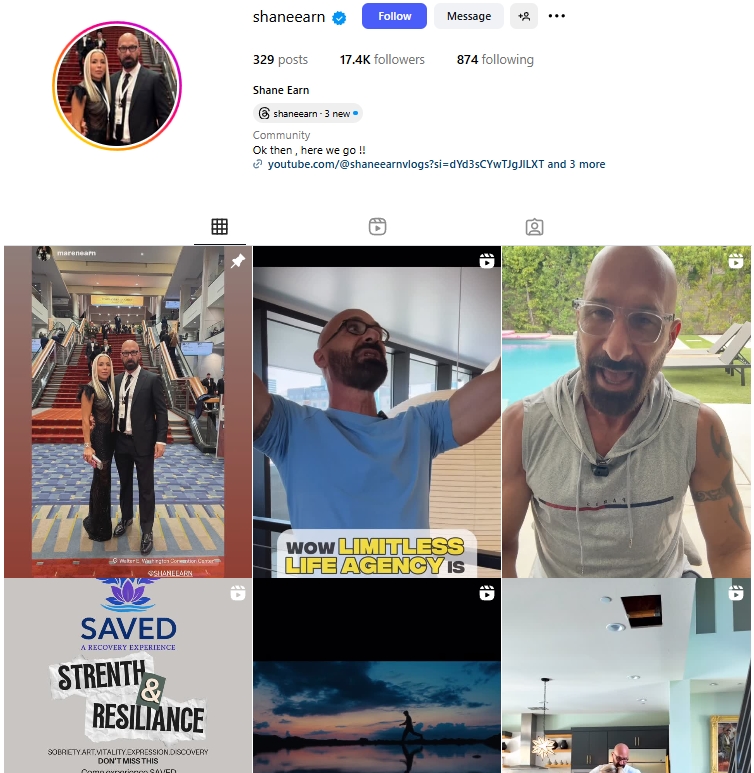 Shane Earn Instagram Profile