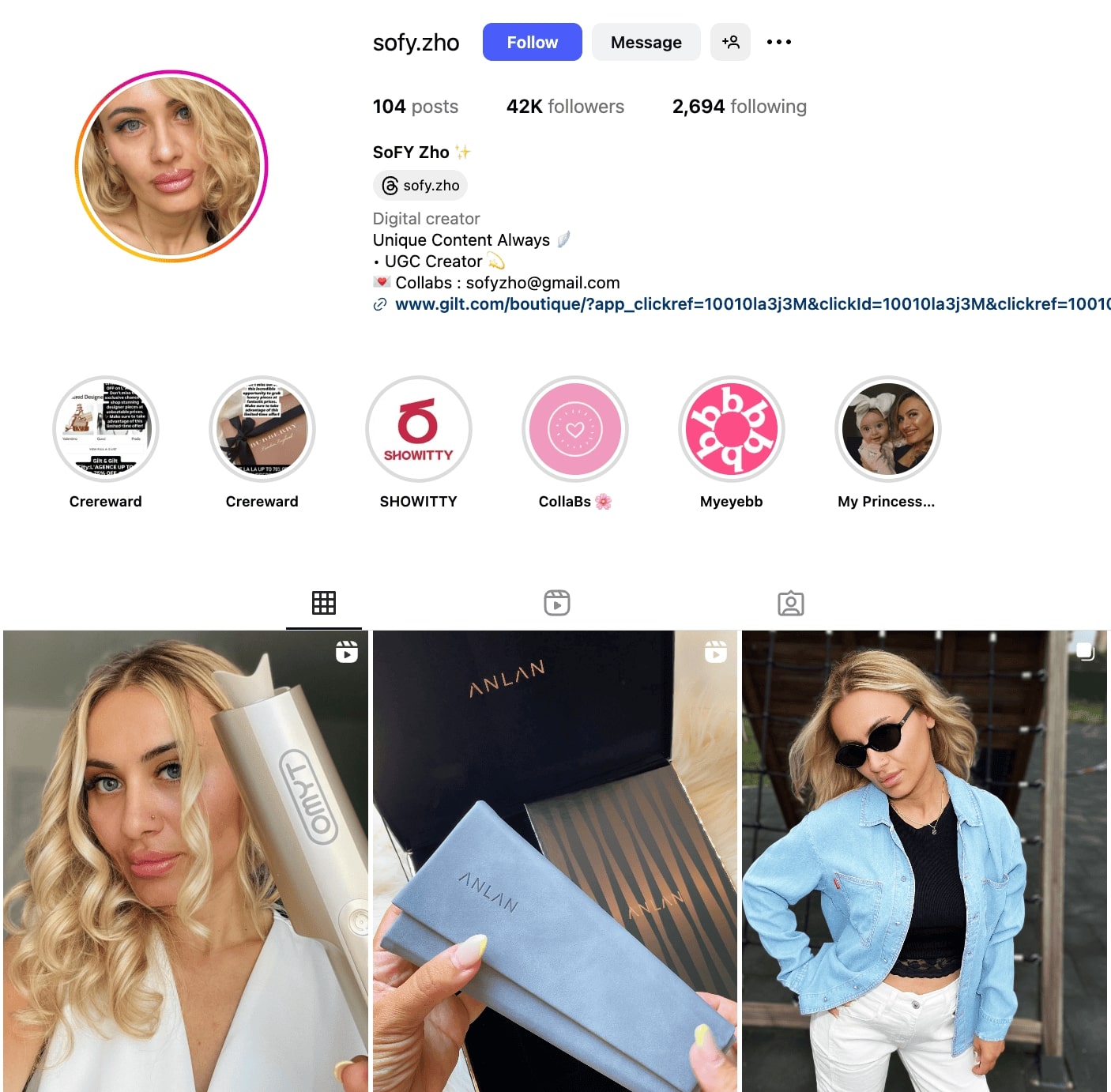 Sofy Zho Instagram Profile