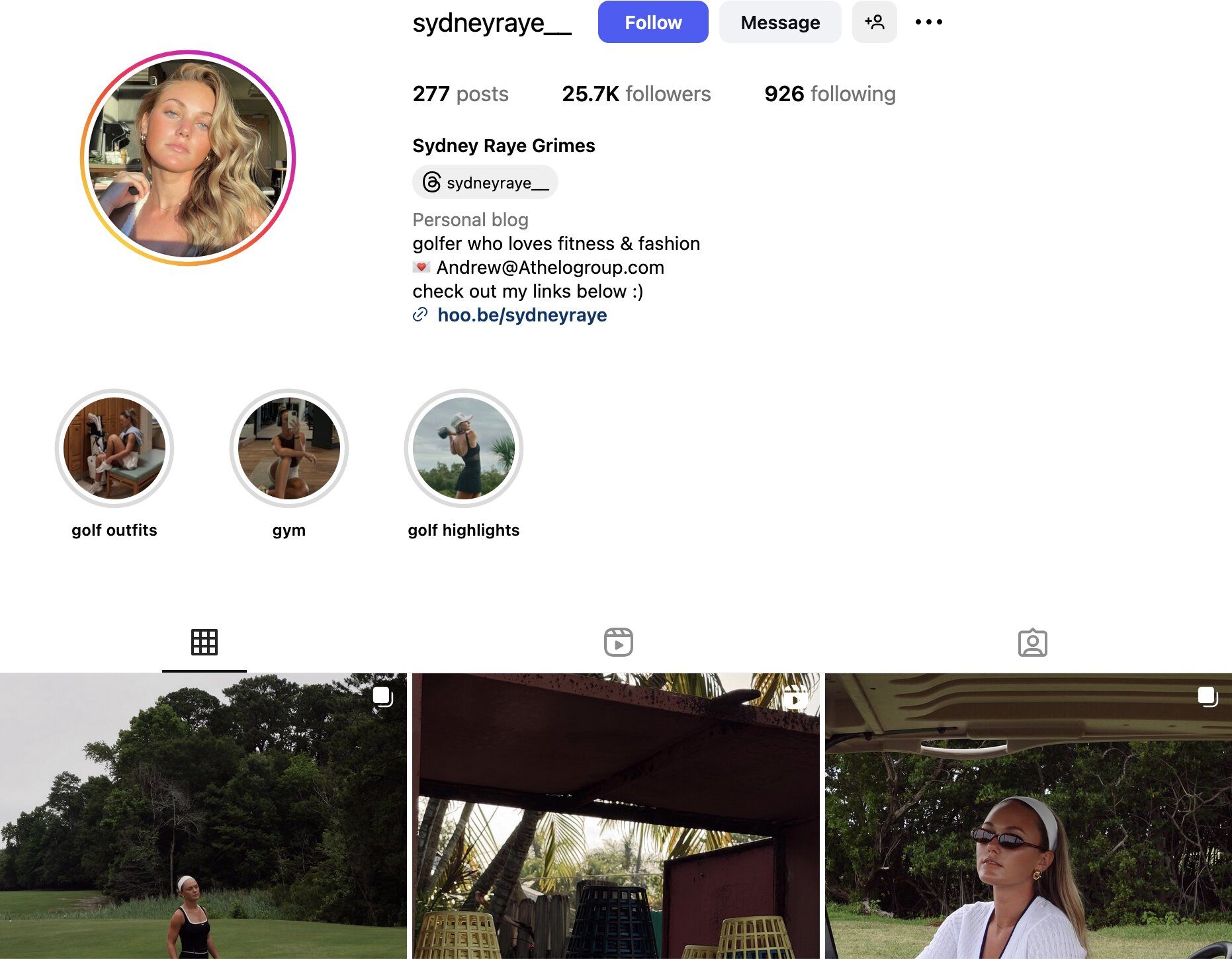 Sydney Raye Grimes Instagram Profile